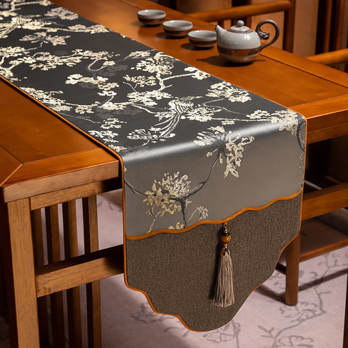 中式禅意桌旗茶台布艺长条
