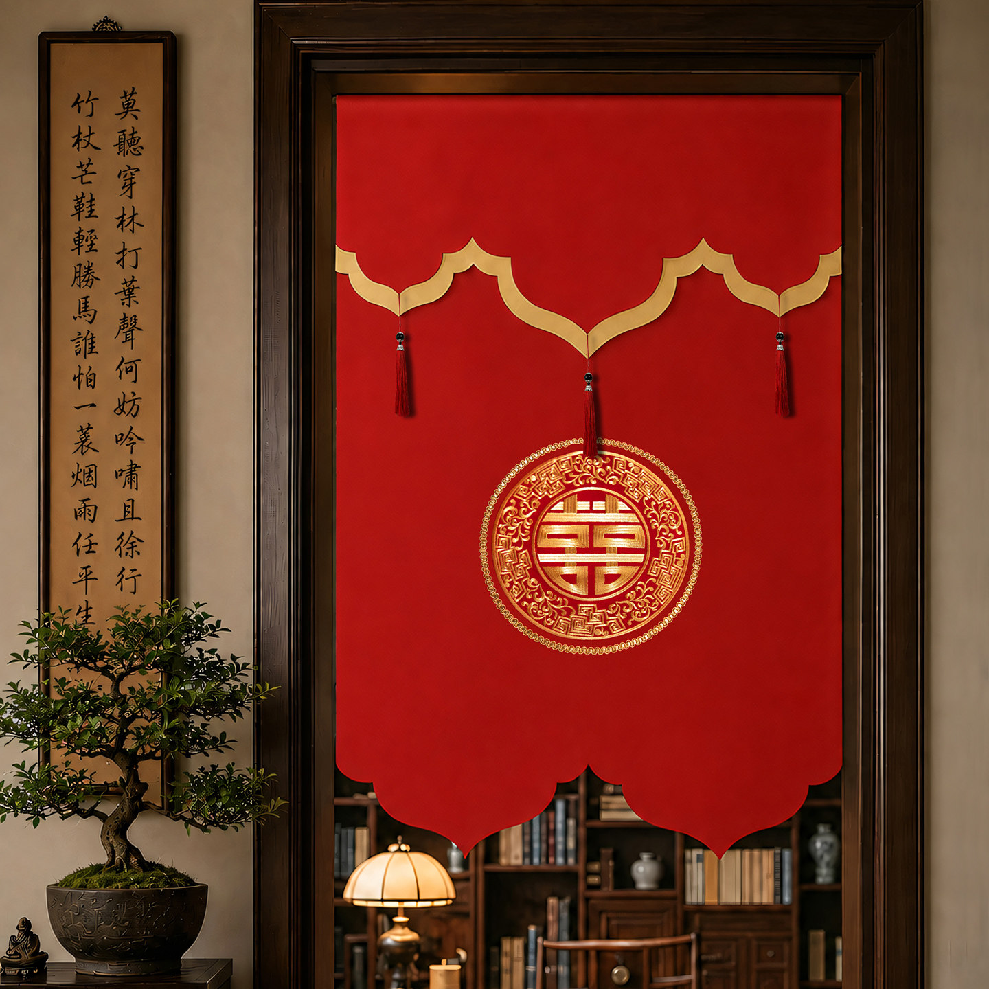 婚庆结婚门帘布艺隔断帘装饰家用衣柜喜庆半帘客厅遮挡帘挂帘定制