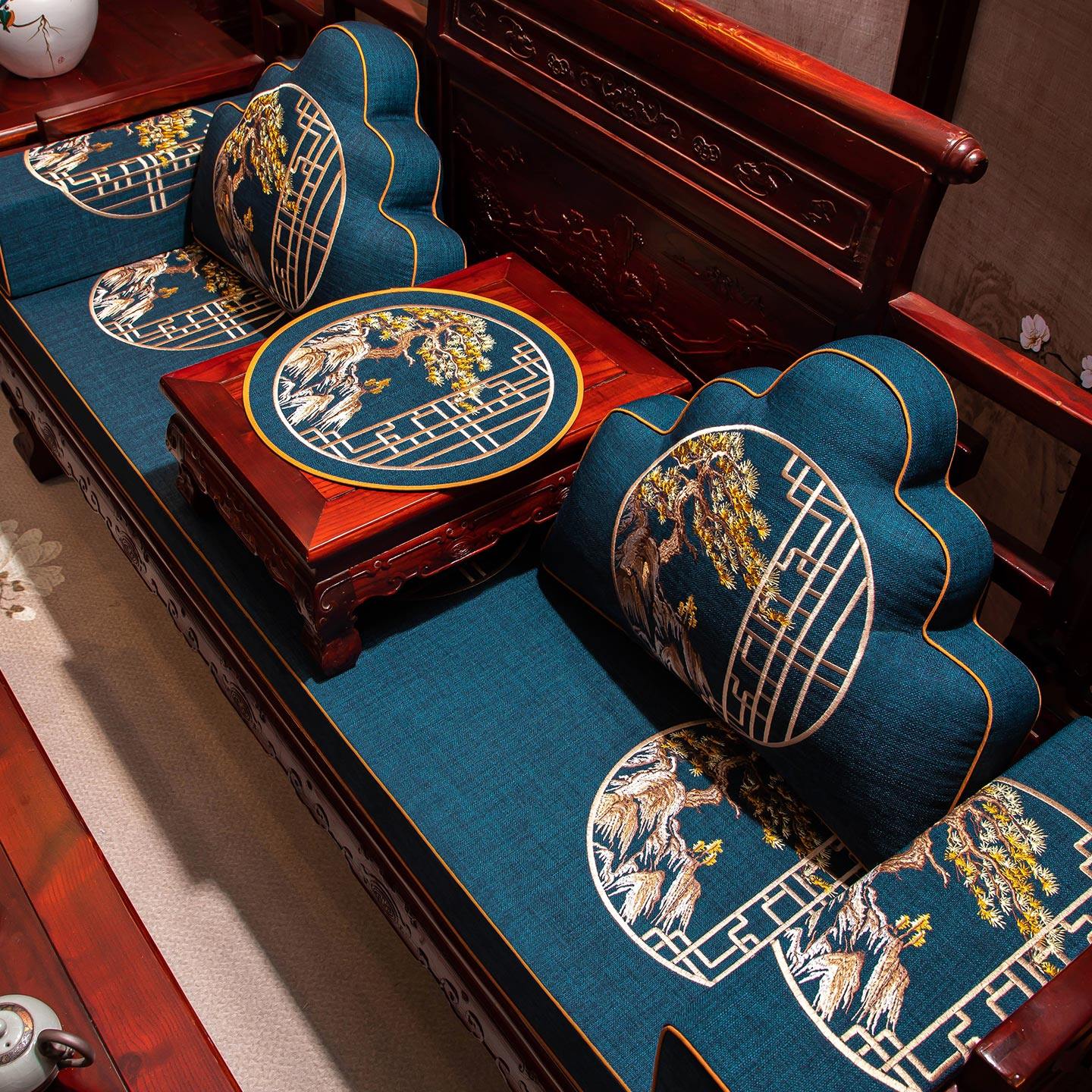 新中式红木沙发坐垫实木沙发海绵垫棉麻套罩防滑罗汉床专用垫座垫,居家布艺,沙发垫,淘宝优惠券,粉丝福利购,淘宝优惠卷