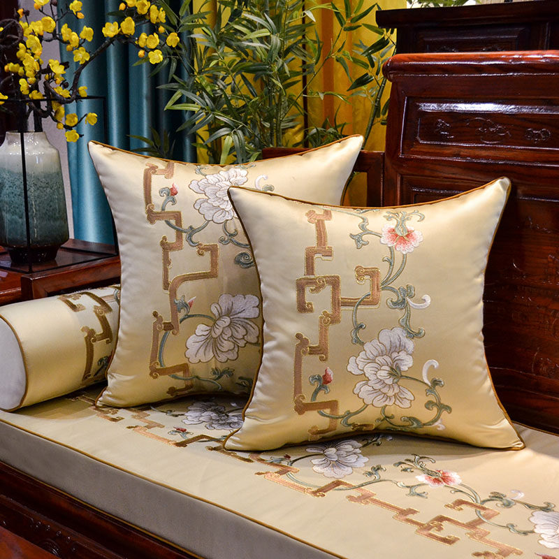 新中式方形抱枕中国风刺绣靠枕家用客厅红木沙发床头靠垫腰枕定制