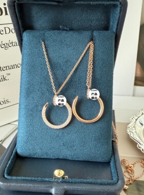 18K金钉子项链女珠宝定制Au750玫瑰金黄金白金镶嵌天然钻石吊坠