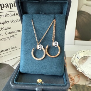 18K金钉子项链女珠宝定制Au750玫瑰金黄金白金镶嵌天然钻石吊坠