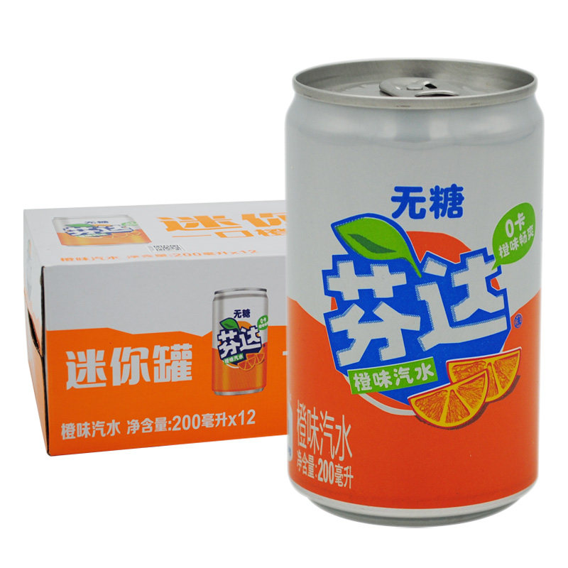mini 迷你无糖芬达200ml*12罐装  小瓶装碳酸饮料 整箱图片