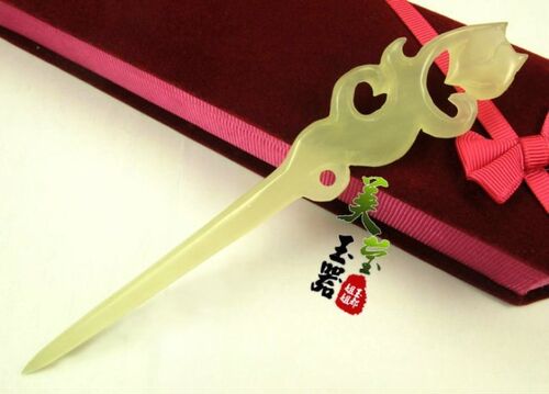 美莹玉器玉石饰品岫玉宫廷仿古玉簪典朴贵妃发簪子媚狐包邮VZ13