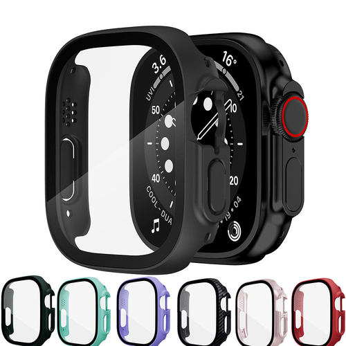 适用苹果Apple Watch8 49mm PC钢化膜一体保护壳iwatch76手表表壳