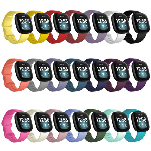 适用Fitbit versa3/Sense2硅胶表带Sense/Versa4官方单色腕带表带