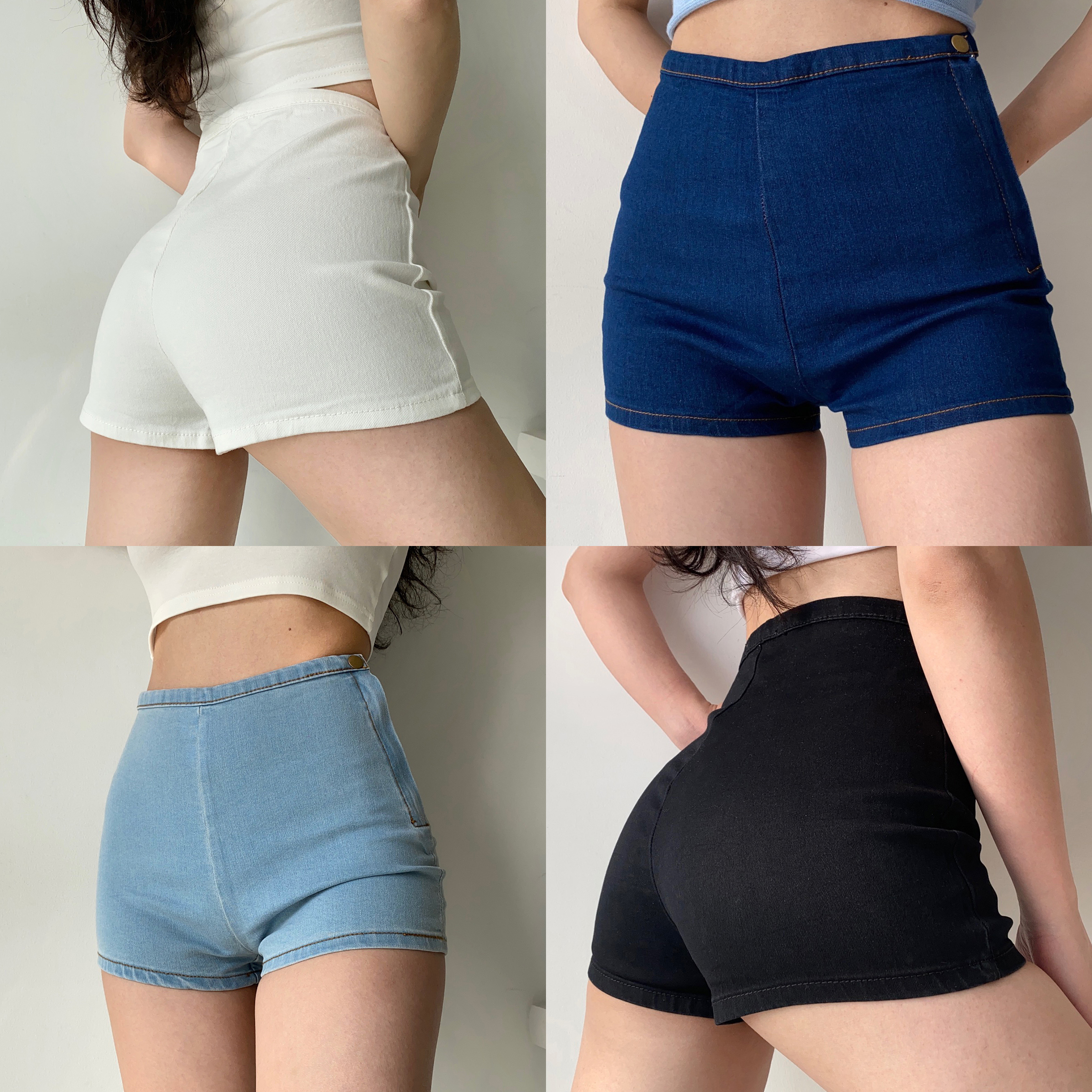 Go Girl Go 欧美AA风侧边拉链高腰包臀牛仔短裤女夏季紧身热裤