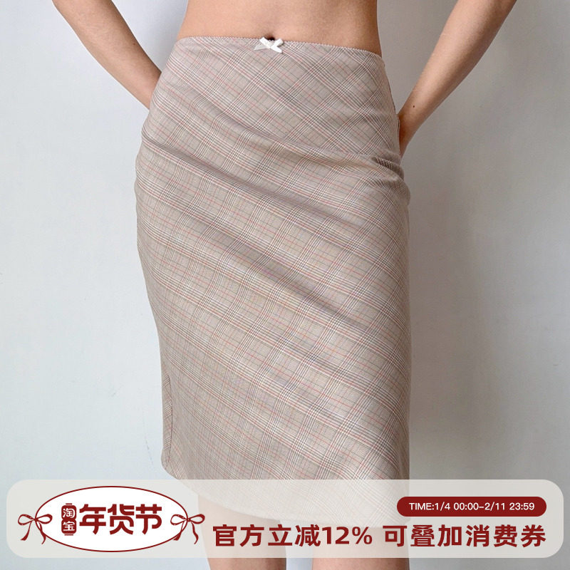 Go Girl Go 自制美式复古格纹半身裙女夏直筒裙显瘦中裙包臀裙子,女装/女士精品,半身裙,淘宝优惠券,粉丝福利购,淘宝优惠卷