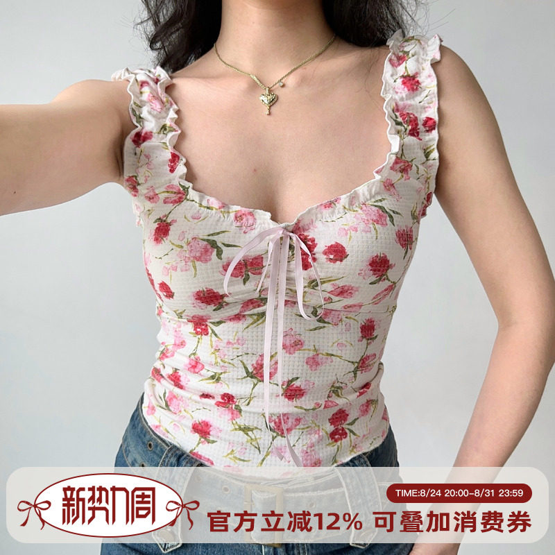 GoGirlGo印花无袖背心辣妹上衣