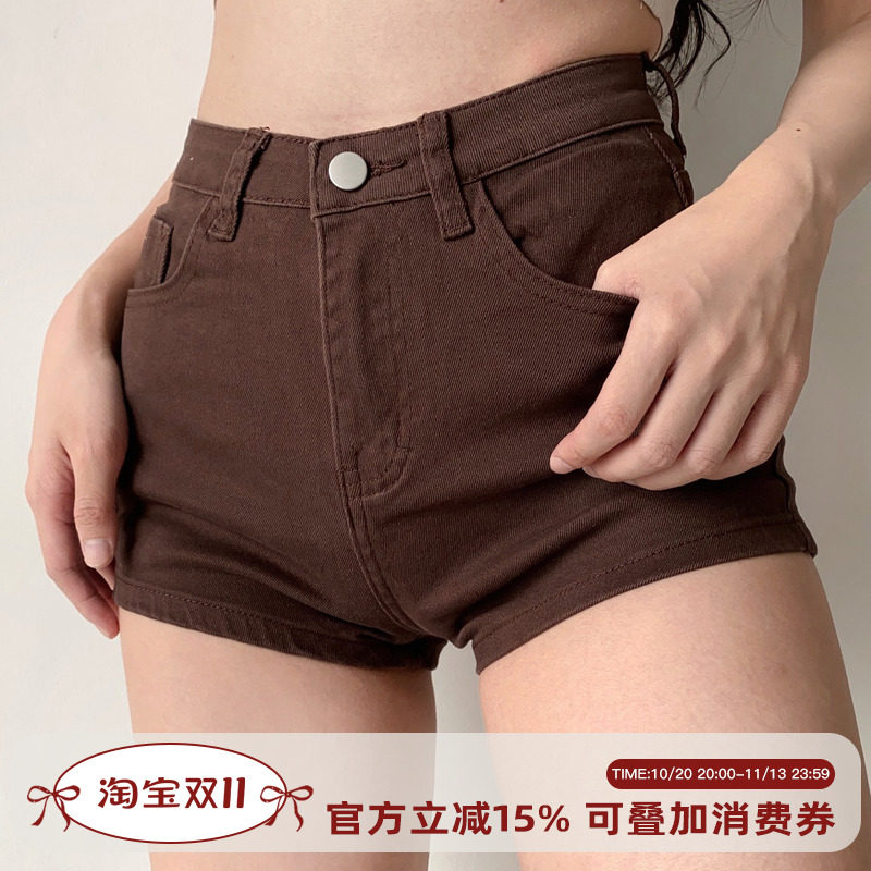 Go Girl Go欧美风基础款高腰显瘦显腿长牛仔短裤女夏季包臀热裤