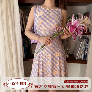 Go Girl Go 自制欧美风格纹印花无袖连衣裙女夏季修身显瘦A字短裙