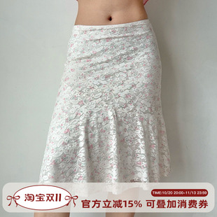 Go Girl Go 自制法式甜美碎花蕾丝半身裙女夏鱼尾裙修身包臀中裙