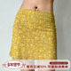 a字半身裙 复古黄色蝴蝶印花短裙女夏季 Girl 自制美式