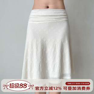 Go Girl Go 自制法式复古提花白色不规则半身裙女春中低腰a字裙