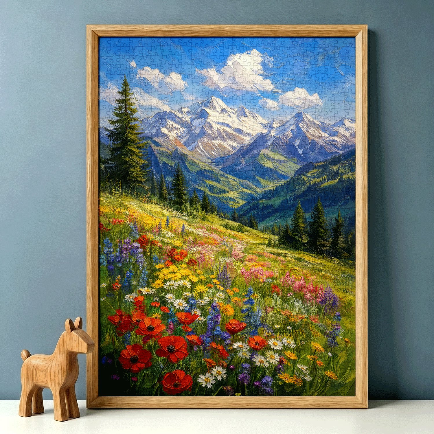 雪山花海成人拼图1000片风景油画一千片高难度减压手工装饰画