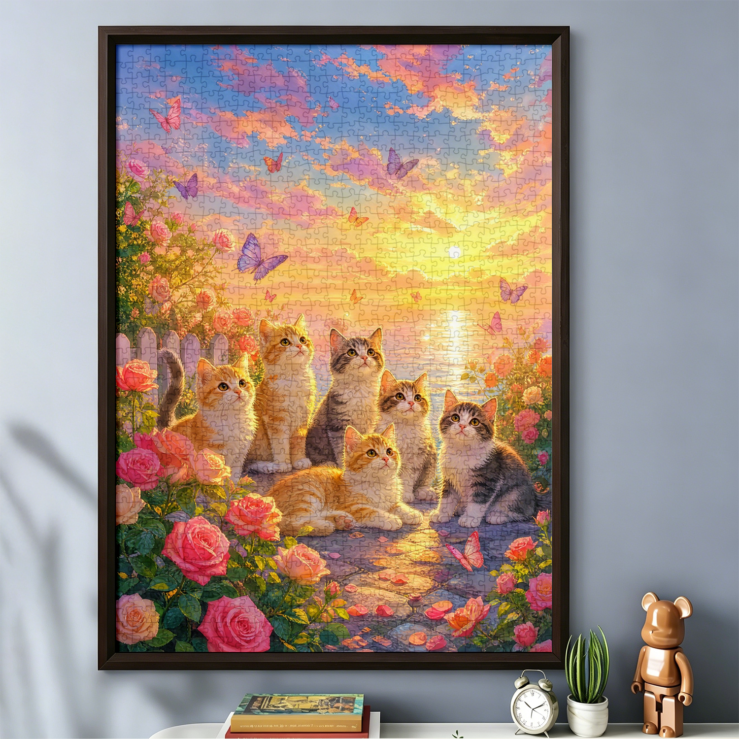 1000片加厚蓝卡拼图成人风景油画一千片解压闺蜜礼物黄昏猫群