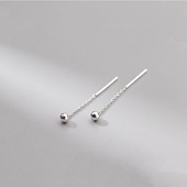 纯银豆豆耳钉女简约流苏耳线养耳洞耳环2023新款 潮日常显脸小耳饰