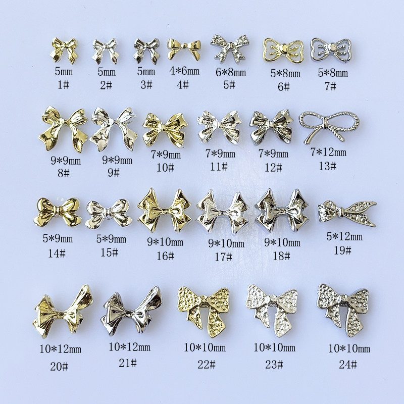 日系新款蝴蝶结金属指甲饰品 3指甲装饰