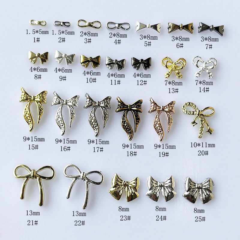 日系新款蝴蝶结金属指甲饰品 3指甲装饰