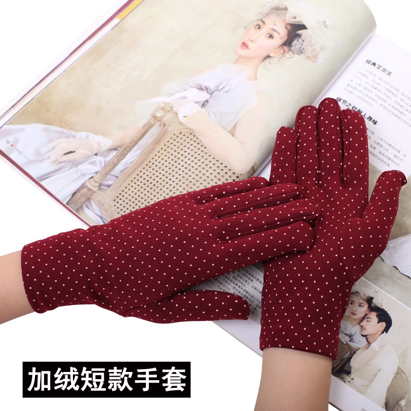 冬季女薄款加绒保暖手套