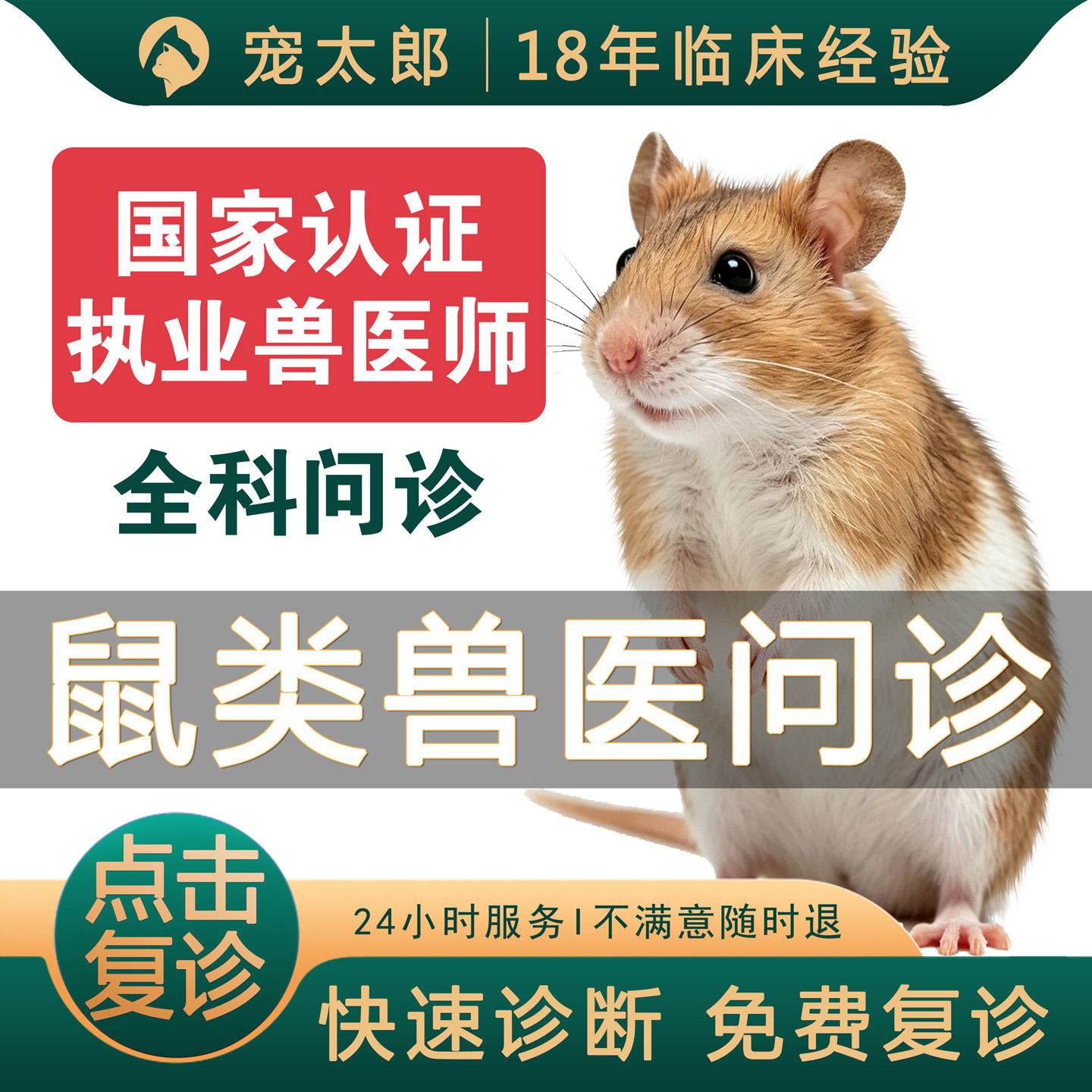 宠物医生兽医24小时在线问诊看病花枝鼠松鼠拉肚子眼睛红肿发炎