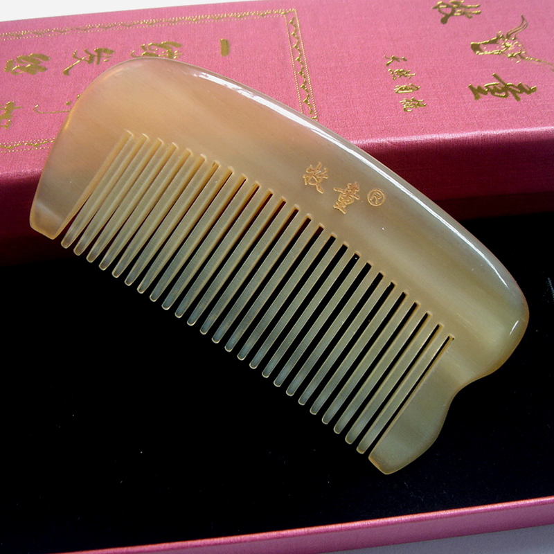 牧童正品天然黄牛角梳子小奔白角细齿密齿梳按摩梳护发 微瑕清库