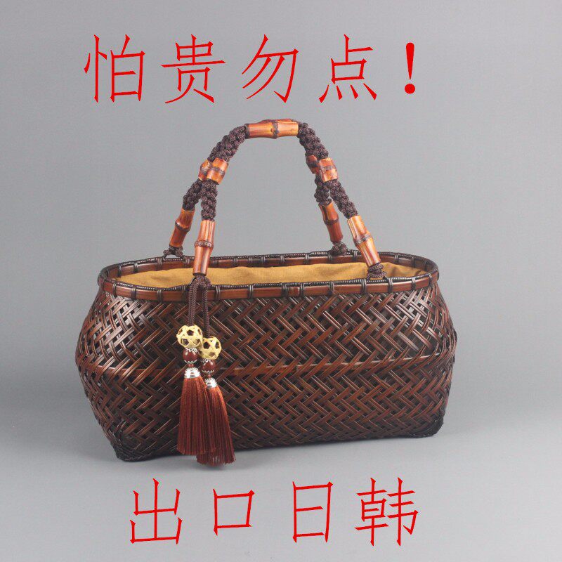 新款手工竹编包日式编织手提包女竹子包手拎茶人便携茶具收纳茶道
