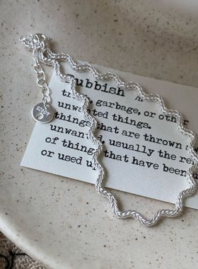 S925纯银波浪w字母手链女韩国简约小众设计高级感小红书手环 戒指