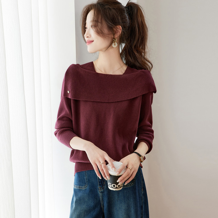 甜酷风 V 领毛衣女秋冬新款粗线针织宽松外穿显瘦个性上衣
