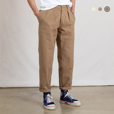 国棉壹厂法式褶裥全棉卡其裤重磅