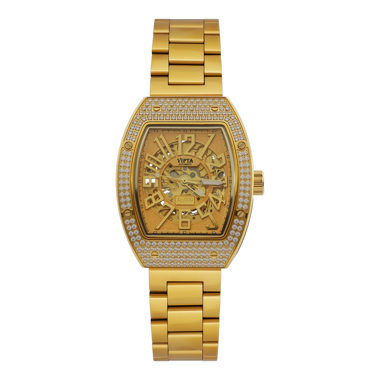 足金999黄金手表 防水 进口机械机芯 精钢表带 男士金表 礼物腕表