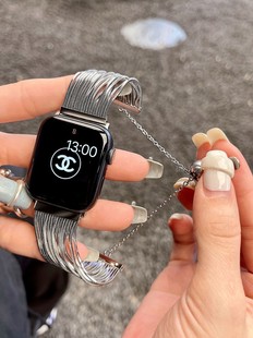 适用苹果手表s11表带金属流苏iwatch98小众applewatchS10高级感se