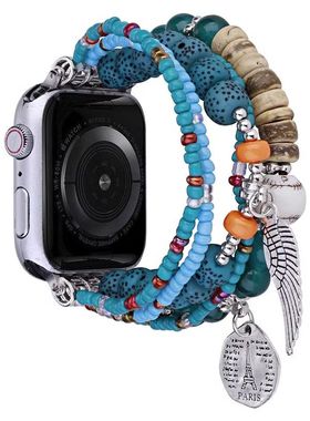适用苹果手表s10se创意表带iWatch98波西米亚民族风手链S11男女款