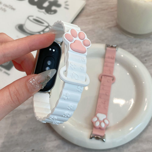 新款卡通女生猫爪硅胶磁吸手表带