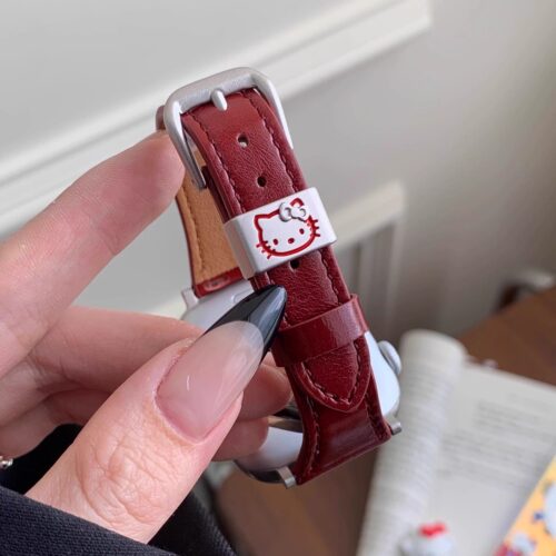 小蛮腰马油皮可爱kt猫真皮手表带