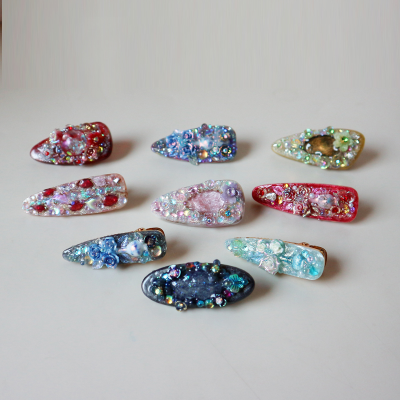 原创重工绝美纯手工甜美独特日常气质可爱鸭嘴夹边夹发饰