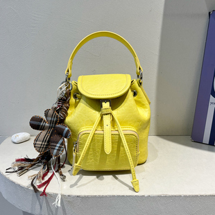 莱曼多斯韩版时尚抽绳双肩包小巧轻便背包女包2026新款手提斜挎包