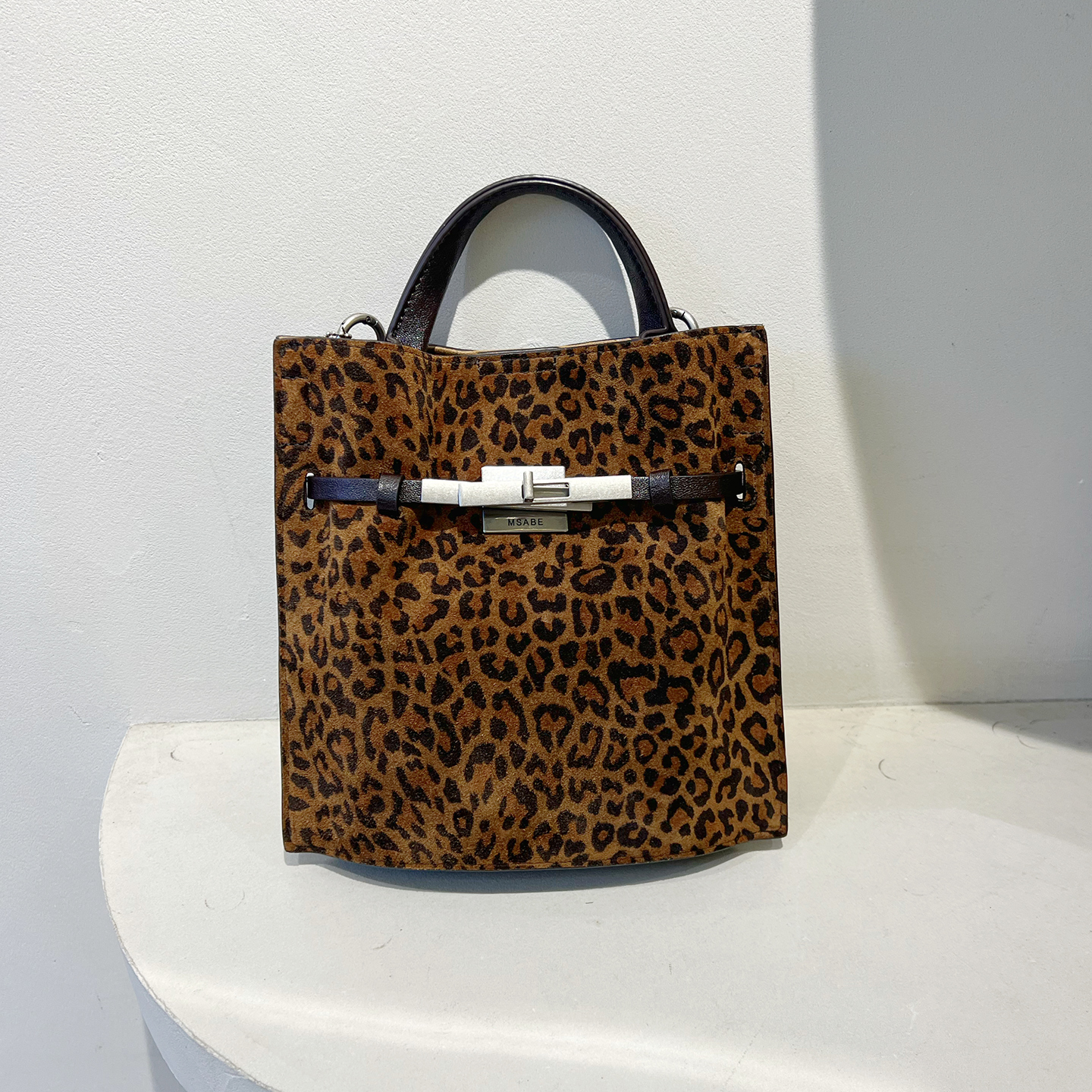 轻奢磨砂皮手提托特包锁扣斜挎包