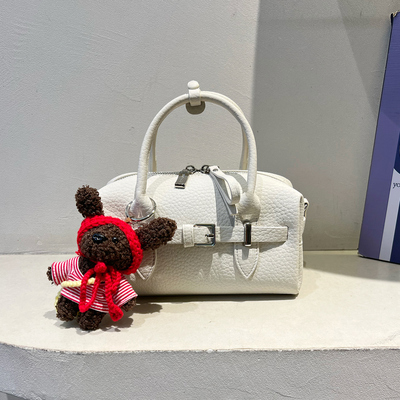 荔枝纹手提波士顿枕头包斜挎包