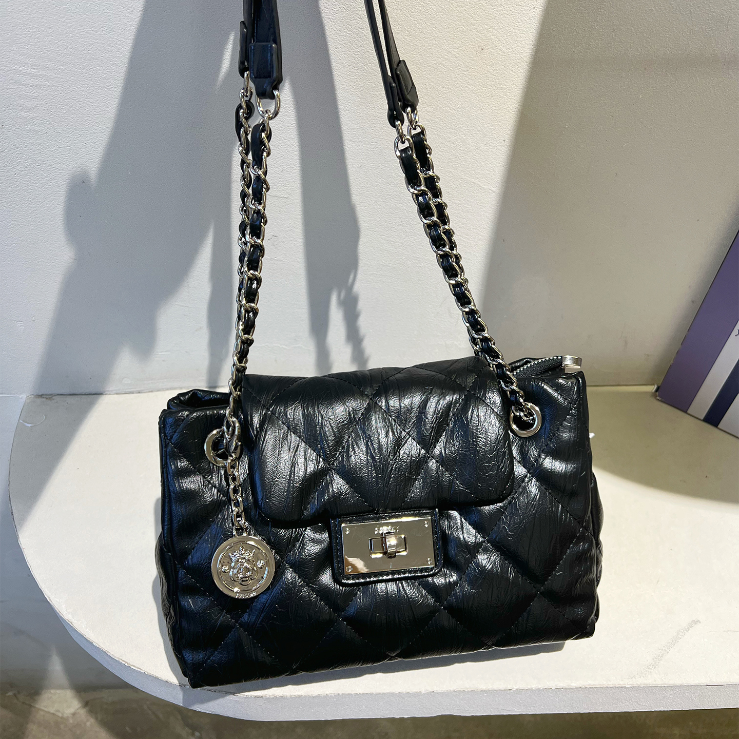 小香风菱格链条包腋下单肩斜挎包