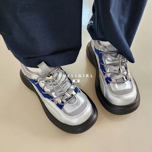 CHILIGIRL厚底鞋韩国东大门2024小众拼色百搭休闲运动老爹鞋学生