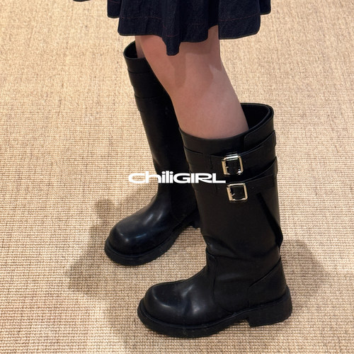CHILIGIRL皮带扣高筒女靴
