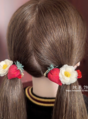 女孩可爱草莓发夹刘海包布夹