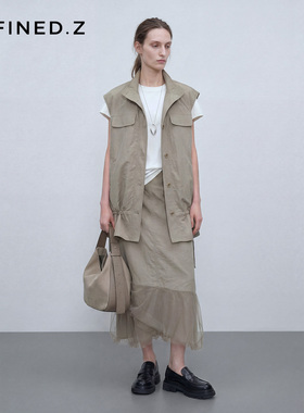 Defined.Z/ZD [茧序] 26春 褶皱感立领背心中长款下摆抽绳马甲