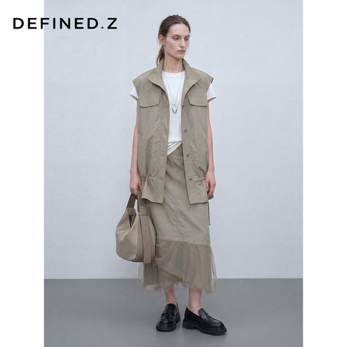 Defined.Z/ZD [茧序] 26春 褶皱感立领背心中长款下摆抽绳马甲