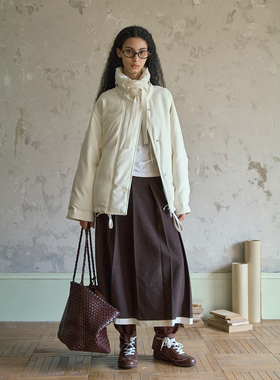 ELEI设计师品牌 25冬 飘带90白鸭绒中空纱廓形工装风羽绒服外套女