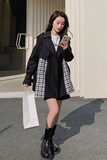 【现货】035A8005P115K1682025春秋新款格子拼接风衣，女装风衣，2C037