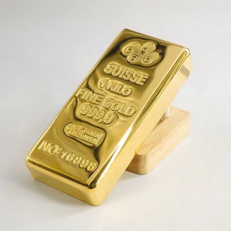 仿真1000g镀金PAMP金条金砖