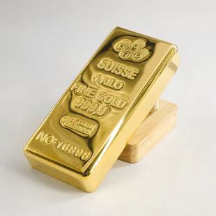 仿真庞博瑞士金条金砖PAMP金条实心铜镀金1000克样品金条道具摆件