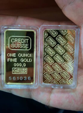 仿真瑞士铁镀金金条1盎司瑞士信用仿真金条金属摆件